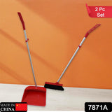 Dustpan and broom set with long handles