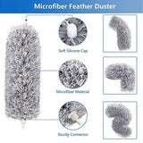 Microfiber Dusters for Cleaning, Telescoping Feather Duster with 100 inches Extendable Handle Pole (Free Gifts - 2 Pcs Microfiber wash Basin Hanging Hand Towel )