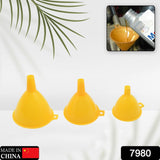 Plastic funnels of different sizes for kitchen and lab use