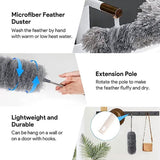 Microfiber Dusters for Cleaning, Telescoping Feather Duster with 100 inches Extendable Handle Pole (Free Gifts - 2 Pcs Microfiber wash Basin Hanging Hand Towel )