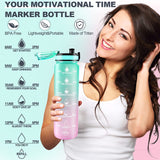 Motivational Water Bottle with Straw & Time Marker, Tritan Portable Gym Water Bottle, Leakproof Reusable, Special Design for Your Sports Activity, Hiking, Camping