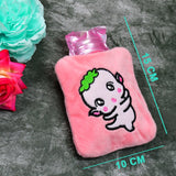 Pink Cartoon Small Hot Water Bag with Cover for Pain Relief