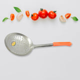 Colander Spoon, Non Slip Hand Polished Thickened Hot Pot Spoon for Kitchen for Restaurant, Stainless Steel Cooking Colander Skimmer Slotted Spoon Kitchen Strainer Ladle with Long Handle for Kitchen Cooking Baking (35 Cm)