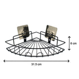 Wall-mounted shower caddy corner for space-saving bathroom storage.