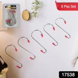 Stainless Steel S-Shaped Hook, Flat Hook, S-Shaped Hook Behind The KitcheDoor , Metal Hook Clothes Hook Kitchenware (5 Pc Set)