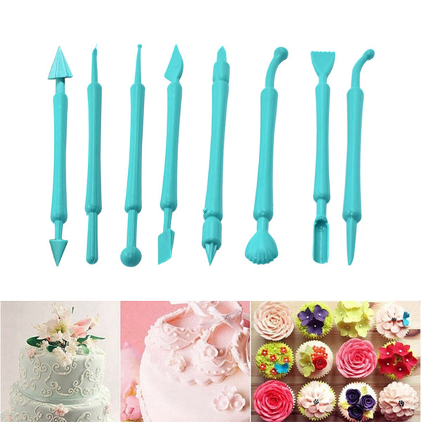 2473 Fondant Cake Decor Flower Sugar Craft Modelling Tools Clay Mould (8PC-Set) 