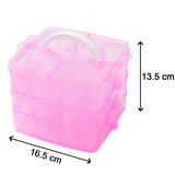 Adjustable 3-tier storage box with transparent plastic and 18 compartments for versatile use