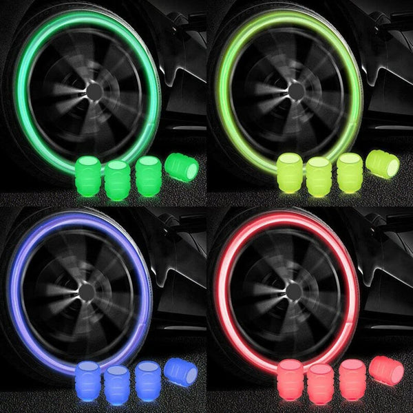 0547 Tyre Valve Caps Luminous Glow Car Tire Air Stem Valve Cap Covers vaal cap ( 4 Pcs Mix Colour)