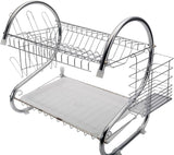 Stainless steel dish drainer rack with drip tray