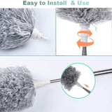 Microfiber Dusters for Cleaning, Telescoping Feather Duster with 100 inches Extendable Handle Pole (Free Gifts - 2 Pcs Microfiber wash Basin Hanging Hand Towel )