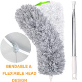 Microfiber Dusters for Cleaning, Telescoping Feather Duster with 100 inches Extendable Handle Pole (Free Gifts - 2 Pcs Microfiber wash Basin Hanging Hand Towel )