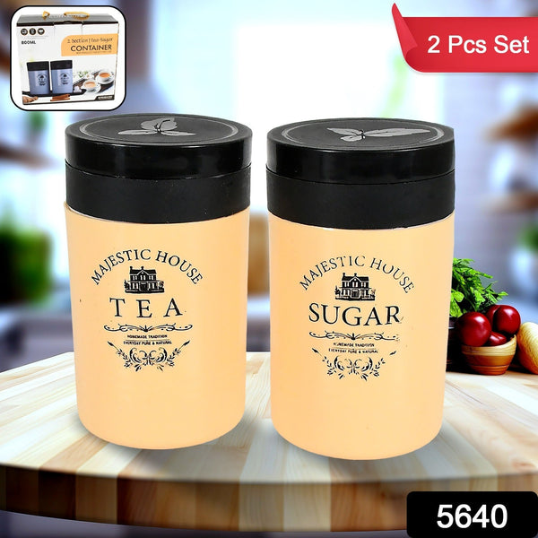 Accurate Seal Tea Sugar Coffee Container, Plastic Damru Shaped Tea, Coffee, Sugar Canisters Jar, New Airtight Food Seal Containers for Salt, Dry Fruit, Grocery 2 Section (800 ML Approx)