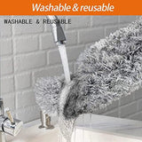 Microfiber Dusters for Cleaning, Telescoping Feather Duster with 100 inches Extendable Handle Pole (Free Gifts - 2 Pcs Microfiber wash Basin Hanging Hand Towel )