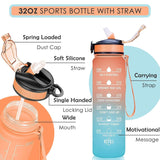 Motivational Water Bottle with Straw & Time Marker, Tritan Portable Gym Water Bottle, Leakproof Reusable, Special Design for Your Sports Activity, Hiking, Camping