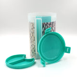 Transparent 3-in-1 storage container with airtight seal and color box packaging.