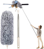 Microfiber Dusters for Cleaning, Telescoping Feather Duster with 100 inches Extendable Handle Pole (Free Gifts - 2 Pcs Microfiber wash Basin Hanging Hand Towel )