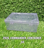 Container for storing items, commander style.