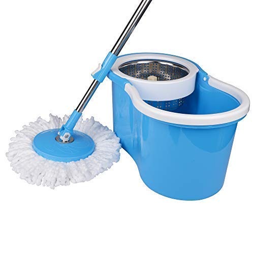 Spin mop with plastic bucket