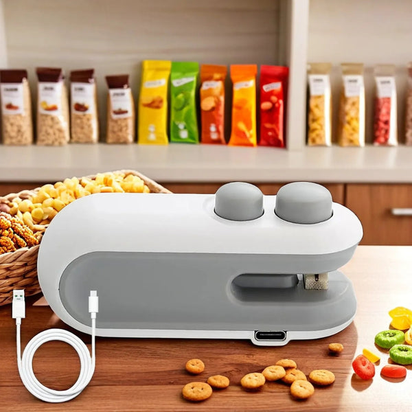 Portable Mini Bag Sealer Hindi 2-in-1 Seal Cutter | USB Type-C Heat Sealer for Plastic Bags & Chip Bags | Best Food Storage Sealer for Festivals