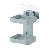 Double layer plastic soap stand and holder, designed for wall mounting with a vacuum dispenser feature