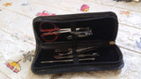 Nail clippers set, stainless steel, 6 pieces with travel case