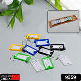 10-piece set of numbered key tags with plastic rings, includes keychain for backpack.