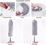 Microfiber Dusters for Cleaning, Telescoping Feather Duster with 100 inches Extendable Handle Pole (Free Gifts - 2 Pcs Microfiber wash Basin Hanging Hand Towel )