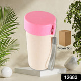 Travel Coffee Cup Portable Water Bottle Wheat Straw Coffee Tea Mug Coffee Mug with Lids for Coffee Tea (300 ML Approx)