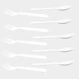 Premium plastic spoon and fork set, 10 pieces.