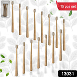 Bamboo Wooden Toothbrush Soft Toothbrush Wooden Child Bamboo Toothbrush Biodegradable Manual Toothbrush for Adult, Kids (15 pcs set / With Round Box)