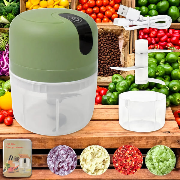 Wireless Usb Rechargeable Mini Electric Garlic Machine  Chopper 3 Blades (300ml)