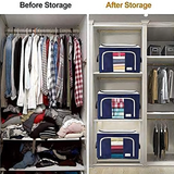 Foldable Steel Frame Clothes Living Storage Organizer Handled Bag Box for Large Size Bedding, Blankets, Women Saree, Toys &amp; Cloth Storage Box