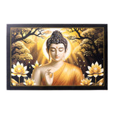 Decorative Lord Buddha Wall Painting with Wooden Frame Mix Design, 45x30 Cm Approx (1 Pc)