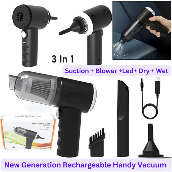 3 In 1 Mini Vacuum Cleaner With Blower Wireless Portable Rechargeable Handheld High Power Suction Vacuum Cleaning Machine For Home Car Computer Keyboard Cordless Air Blowing Dusting