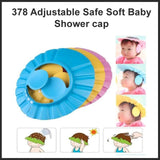 Safe baby shower cap with adjustable feature.