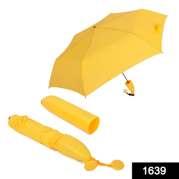 Foldable banana umbrella, stylish and compact for travel.