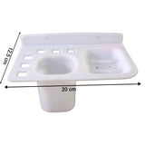 3in1 Wall Mounted Multi-Compartment Toothbrush & Soap Holder with Cup (1 Pc)