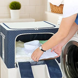 Foldable Steel Frame Clothes Living Storage Organizer Handled Bag Box for Large Size Bedding, Blankets, Women Saree, Toys &amp; Cloth Storage Box