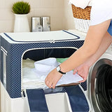 Foldable Steel Frame Clothes Living Storage Organizer Handled Bag Box for Large Size Bedding, Blankets, Women Saree, Toys &amp; Cloth Storage Box
