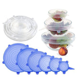 Silicone lid set for containers with stretchable features