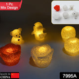 7995A MIX DESIGN MULTI SHAPE SMALL LIGHT LAMPS LED SHAPE CRYSTAL NIGHT LIGHT LAMP (1 PC )