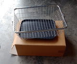 Dish drainer rack with drip tray and utensil holder, ideal for kitchen use