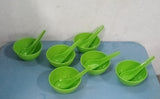 Soup Bowl Spoon Set Plastic For Kitchen & Home Use (6Pcs Set)