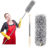 Microfiber Dusters for Cleaning, Telescoping Feather Duster with 100 inches Extendable Handle Pole (Free Gifts - 2 Pcs Microfiber wash Basin Hanging Hand Towel )