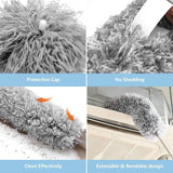 Microfiber Dusters for Cleaning, Telescoping Feather Duster with 100 inches Extendable Handle Pole (Free Gifts - 2 Pcs Microfiber wash Basin Hanging Hand Towel )