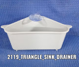 Sink drainer shelf with triangular shape and storage options