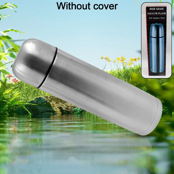 Vacuum Flask Without Cover, 18/8 Stainless Steel | Hot and Cold Water Bottle with Push-Down Lid | Double Walled Stainless Steel Bottle for Travel, Home, Office, School, Picnic (750 ML / Without Cover)