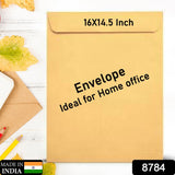 Kraft Envelopes, 16 x 14.5 Inch, Brown Envelopes, Envelopes, Card Envelopes, Kraft Paper Envelopes, Invitation Envelopes, Postcard Envelopes, Quick Self Seal, Stationery For General, Office (1 Pc )