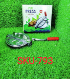 Puri press machine made of stainless steel with handle, 6 inches.