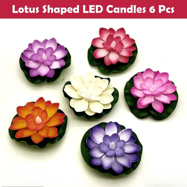 Water Floating Smokeless Candles & Lotus Flowers Sensor Led TeaLight for Outdoor and Indoor Decoration - Pack of 6 Candle (Pack of 6)